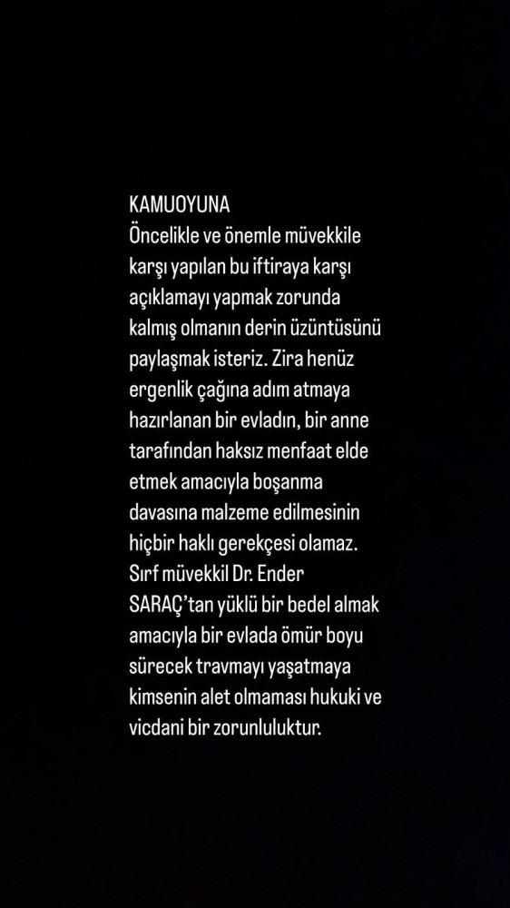 ender sarac hakkindaki cinsel istismar iddialari ile ilgili kamuoyu aciklamasi yapti